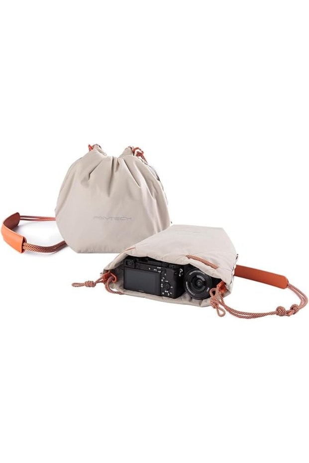 OneGo Small Cute Camera Bag, Drawstring Camera Pouch Handbag compatible with Mirrorless Came