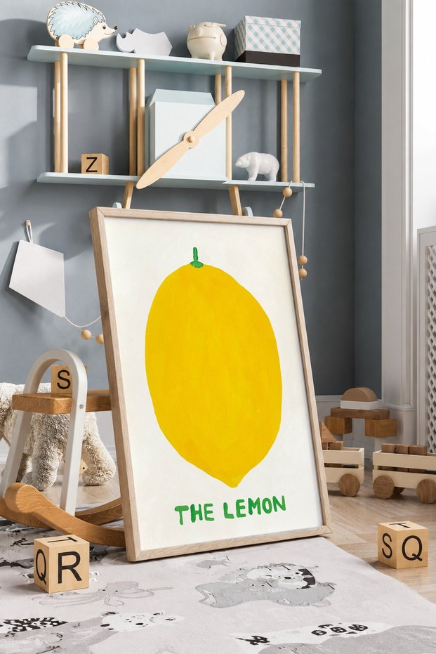 Lemon Framed Mdf Table Poster Kitchen Wall Decor Gift
