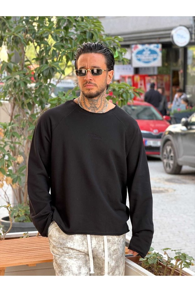 25-12 Open Collar Dirty Stitched Sweatshirt