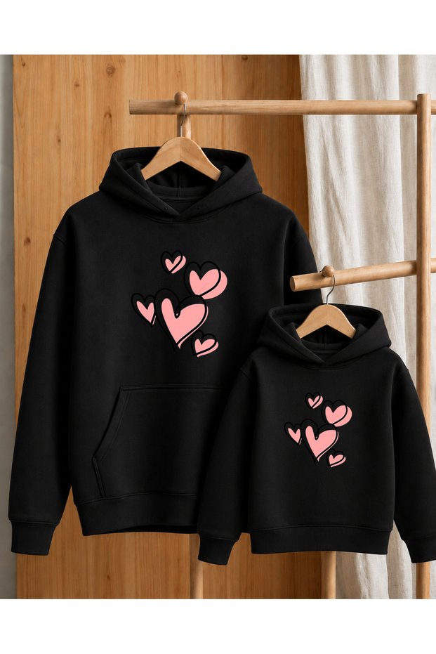 Mother Daughter Hooded Sweatshirt Family Matching Printed Winter Hoodie – Price Is for One Item
