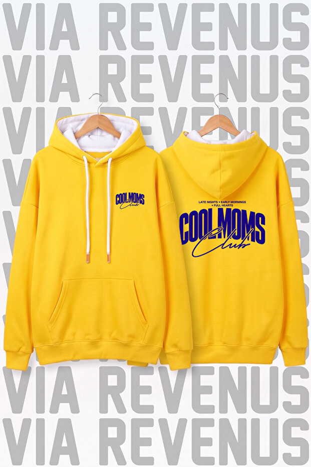Cool Moms Club Printed Unisex Wide Fit Hooded Hoodie Sweatshirt
