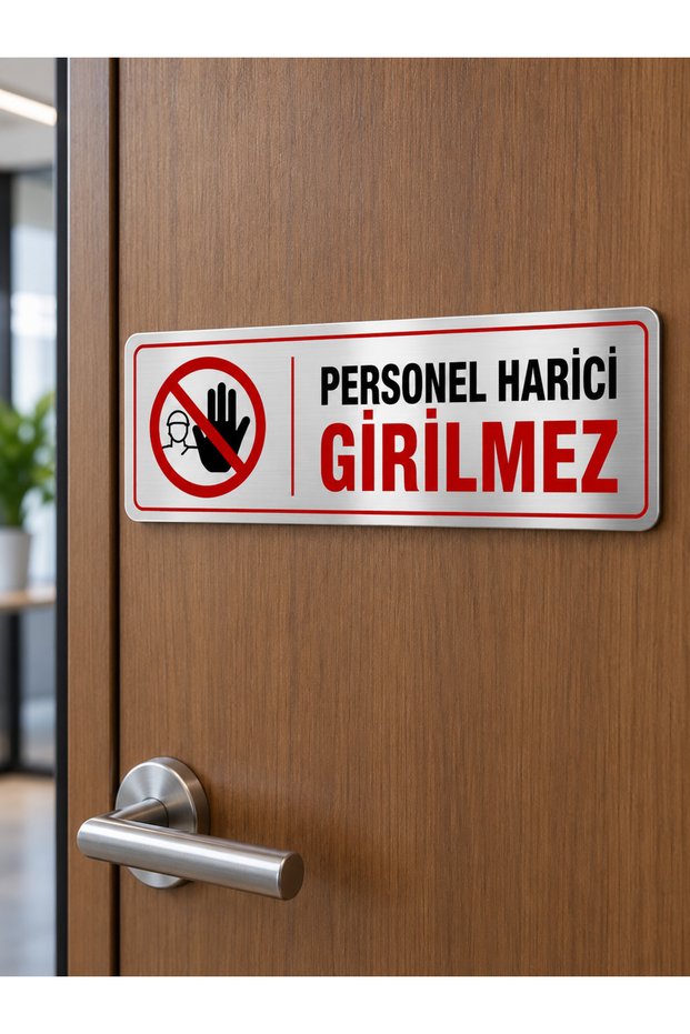 Personnel External Entry-Blocked Silver Metal Plate 7X25 cm with Surprise Gift