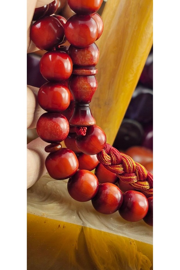 14 Years Old Natural White Amber German Crimped Amber Prayer Beads – Natural Patina from the Cherry Tree – Skilled Craftsman – Ottoman Mihteri Havşa – 12.50 X 13 mm