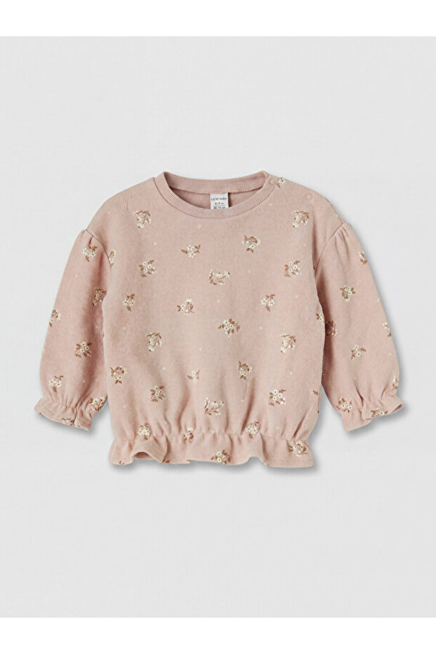 Rmz Gi̇yi̇m Farkiyla Zero Roba Collar Floral Baby Girl Sweatshirt