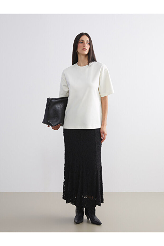 Rmz Gi̇yi̇m Farkiyla Openwork Crochet Skirt with Waist Cord