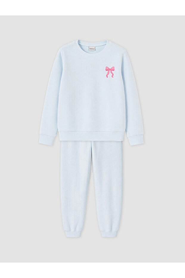 Rmz Gi̇yi̇m Farkiyla Embroidered Girls' Fleece Pajama Set