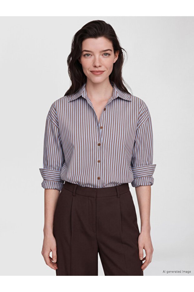 Quality Pieces from Çelebi Store Striped Modal Blended Women's Shirt