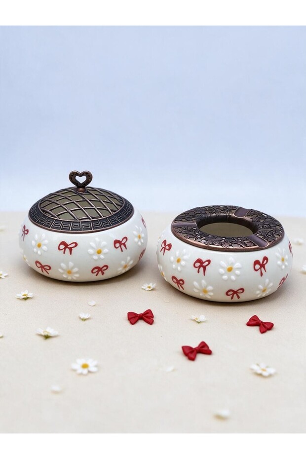Papatya Series Ceramic Ashtrays and Sugar Bowls, 4 Different Colors, Available in Single or Double Sets