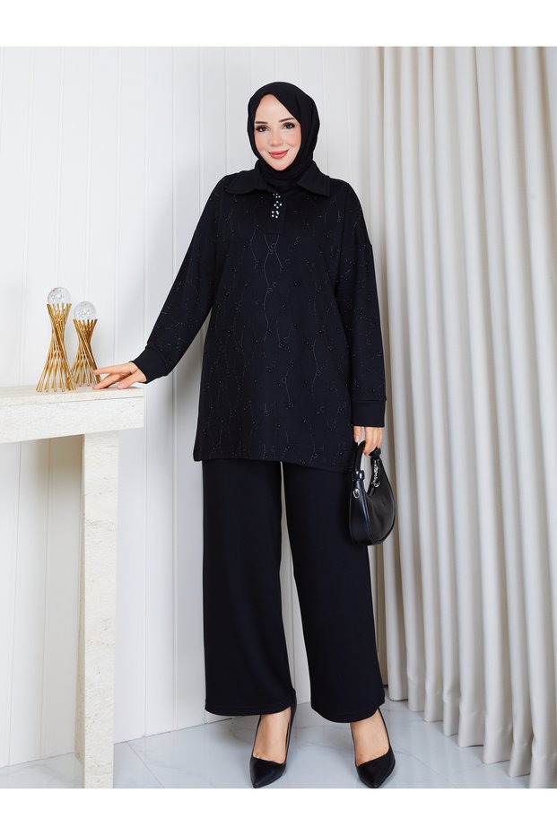 Oysho Fabric Stone and Pearl Detailed Double Set