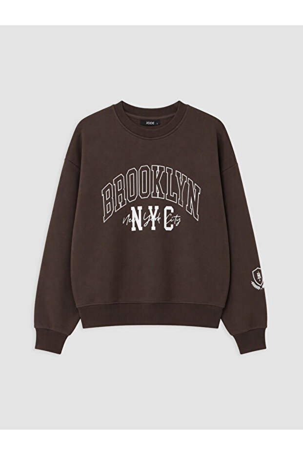 Stylish Women's Nyc Printed Loose Fit Thick Sweatshirt from Uzg Store