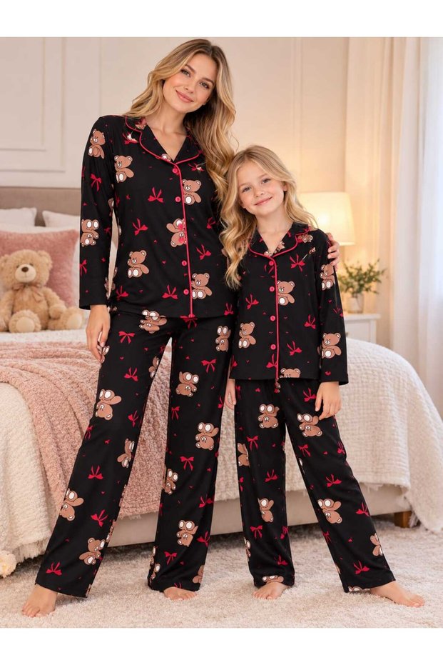Mother Daughter Matching Long Sleeve Button up Suede Pajama Set (Sold Separately)