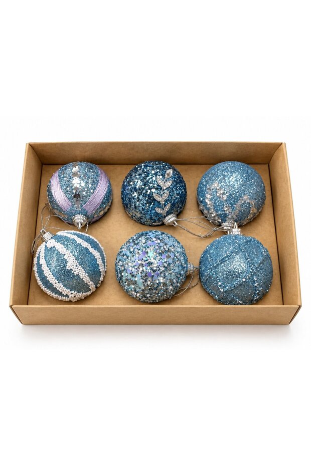Mini Party Store Christmas Ornament in Box 6 cm Design Ball 6 Pieces
