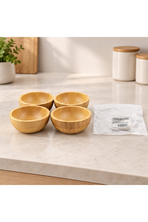Mini Bamboo Snack Bowl Set of 4