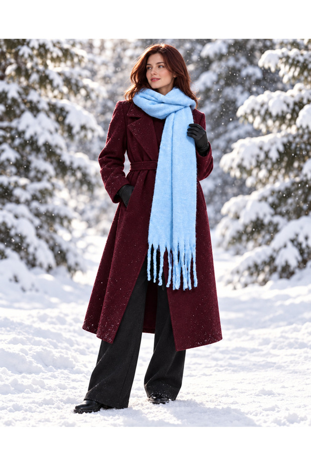 Imported Puffy Cherry Scarf Shawl - Curled Scarf Shawl - Puffy Cherry Soft Shoulder Shawl