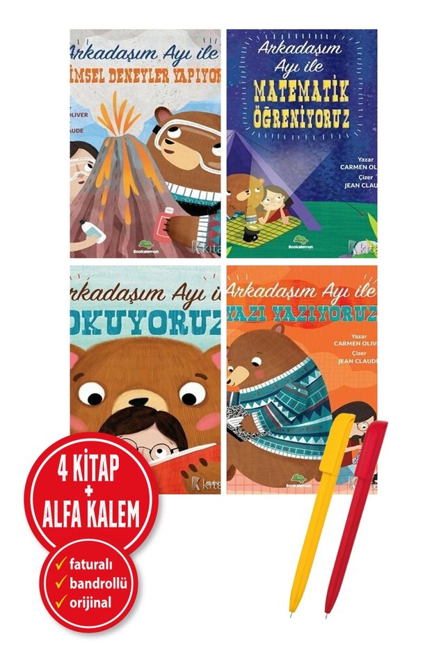 Alfa Kalem+ Carmen Oli̇ver 4 Book Set (Writing with My Friend the Bear+With My Friend the Bear)