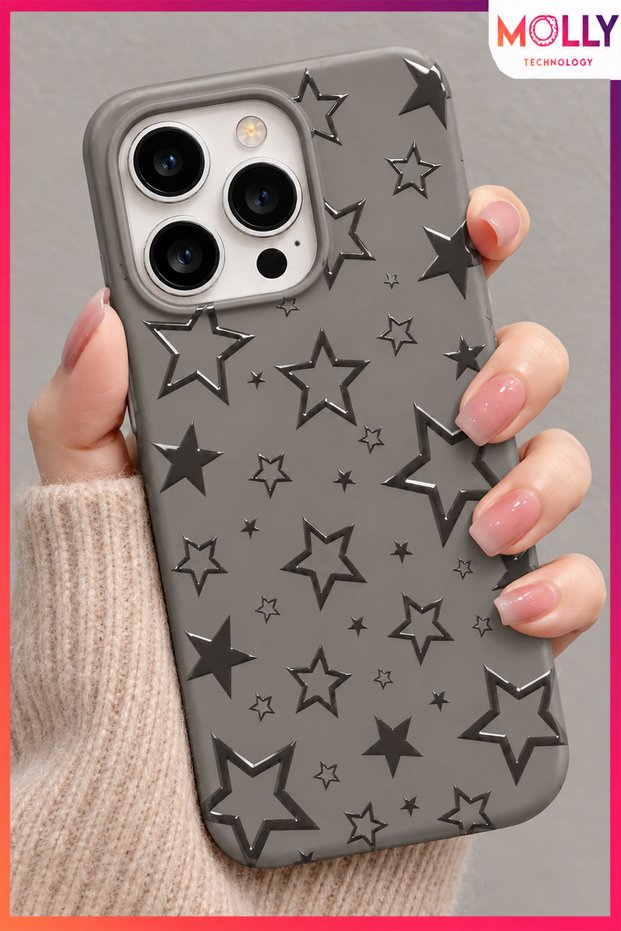 Grey Glossy Star Pattern Silicone Case for iPhone 12 Pro Max