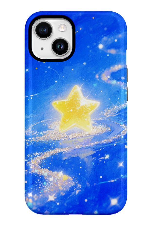 iPhone 15 Compatible - Golden Star, Double Layer Cover, Shiny Surface Protective Case