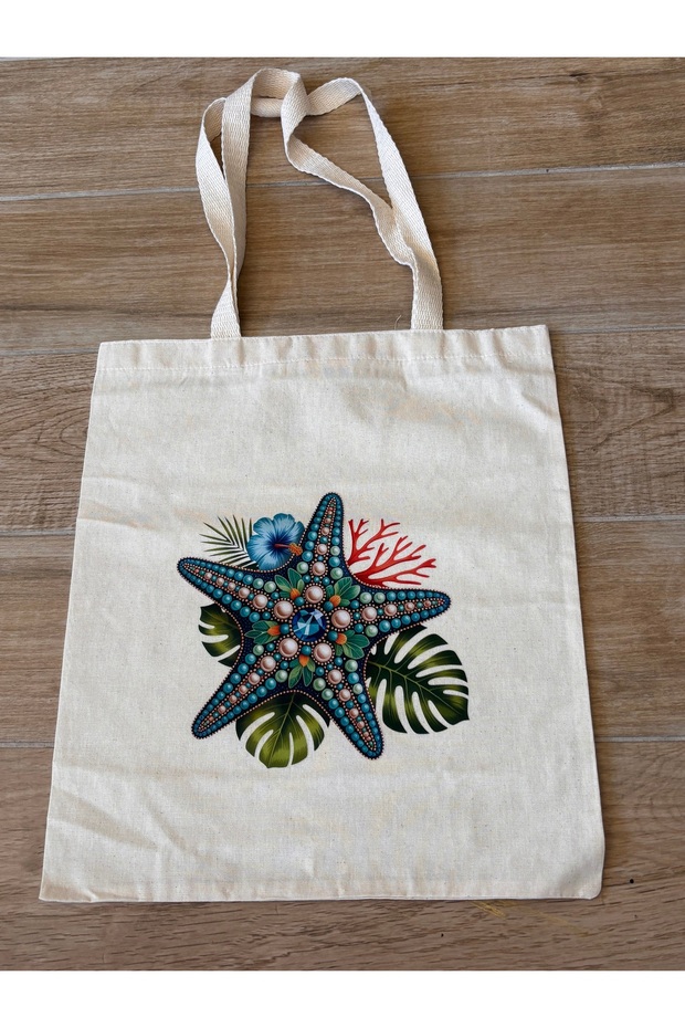 Natural Cotton Raw Fabric Figure Printed Practical Bag (35X41 cm)