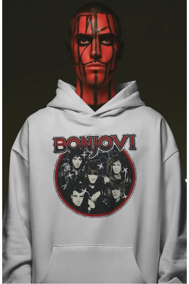 Bon Jovi Rock Metal Singer Front Printed Unisex Oversize Premium Hoodie