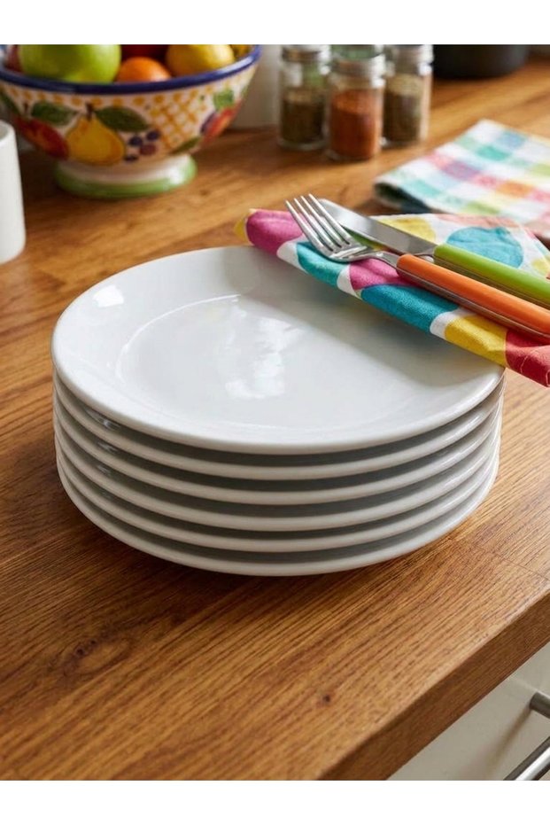 6 Pieces Polycarbonate International Flat Plate Cake Plate Ø 17 cm Melamine