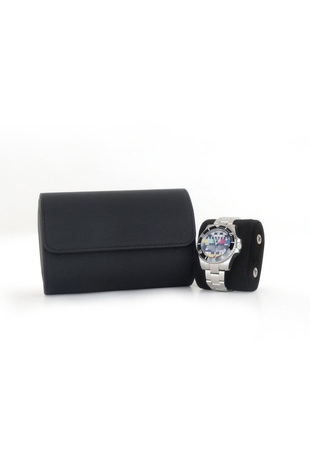 Premium 2-Piece Textured Leather Watch Box Wristwatch Storage and Carrying Box Padded
