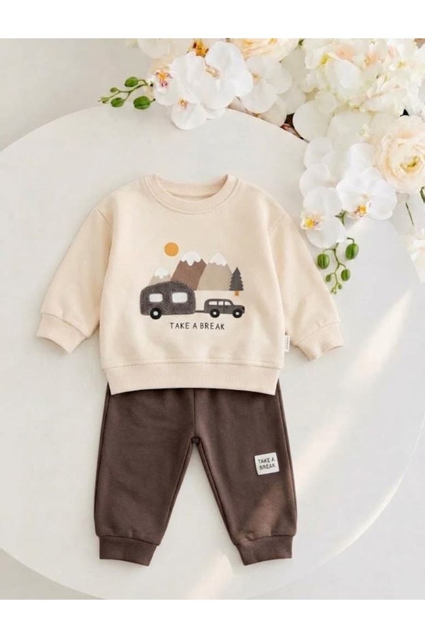 "Take a Break" 100% Cotton 3 Yarn Baby Boy Double Set