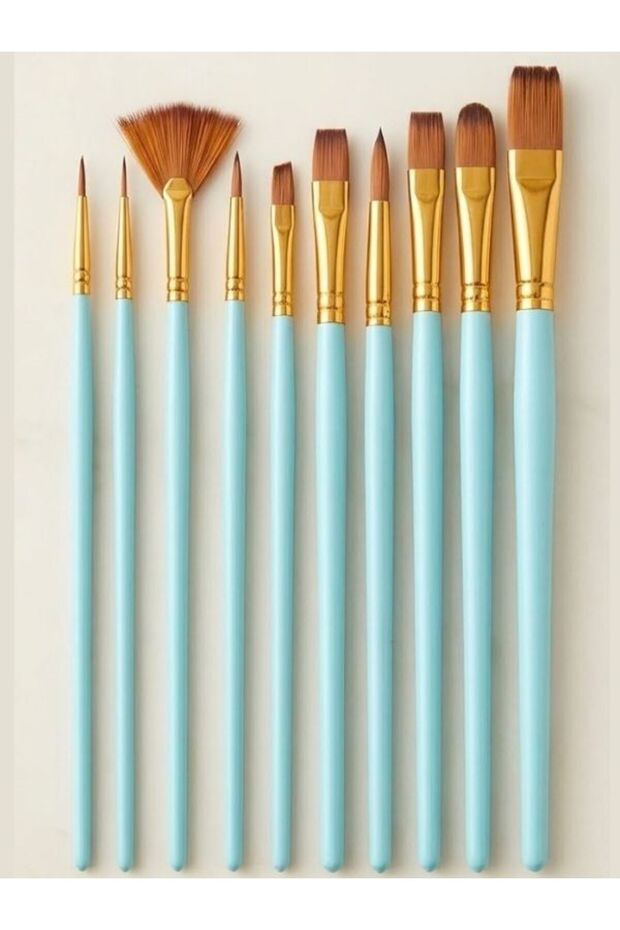 10-Piece Brush Set - Watercolor Acrylic Paint Oil Paint Gouache Paint Finger Paint Effect Painting - Mixed Shape