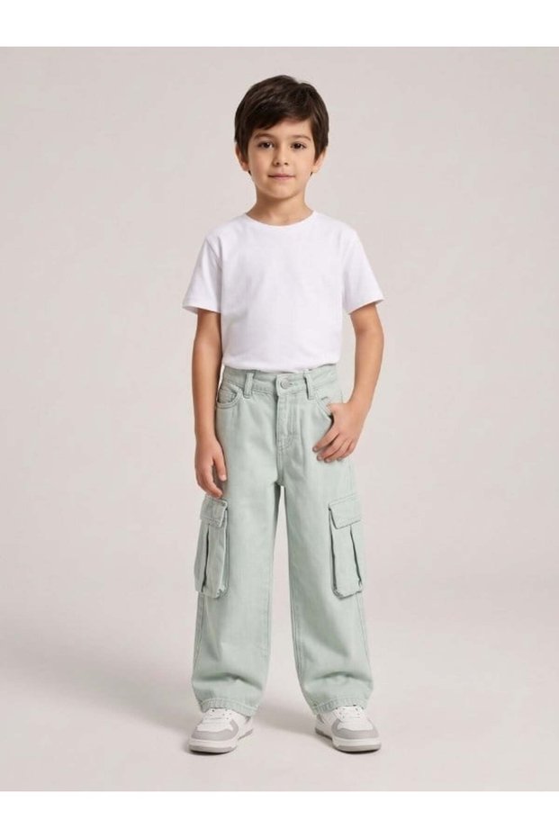Boys' Cargo Pants with Elastic Waist and Pockets