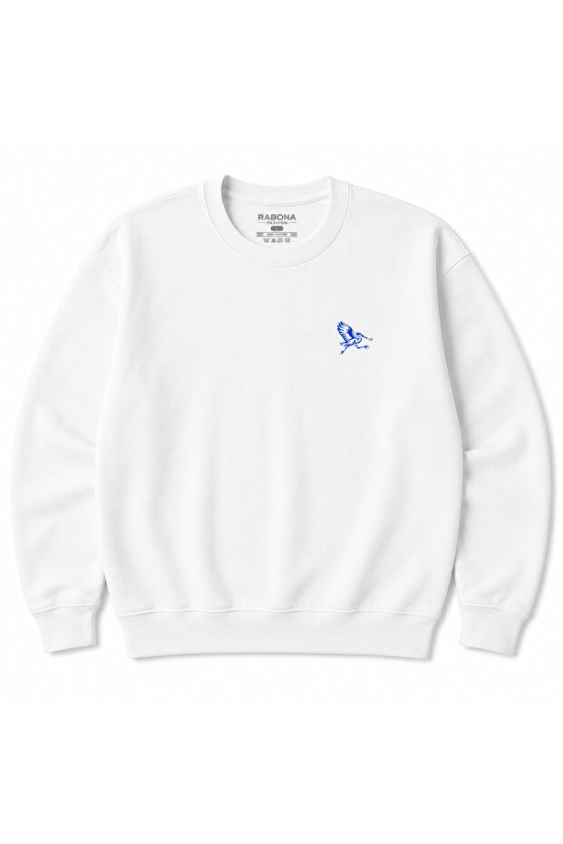 Minimal Geometric Heron Print Crewneck Sweatshirt