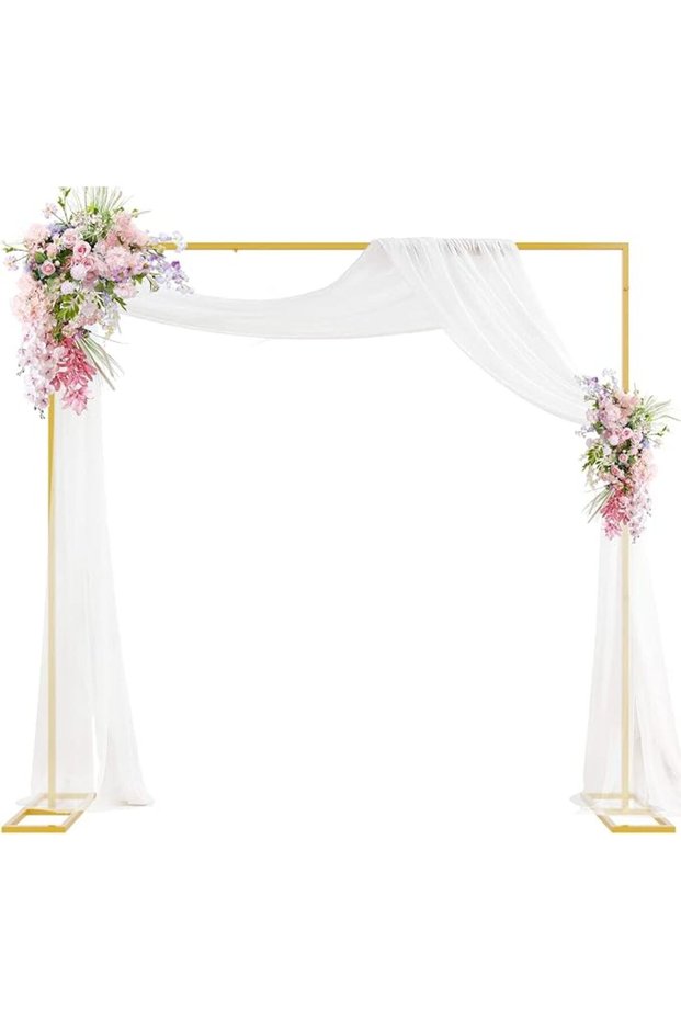 U HOOME Square Backdrop Stand, 6.6FTx6.6FT Gold Wedding Arch Backdrop Stand Square Metal Rectangular