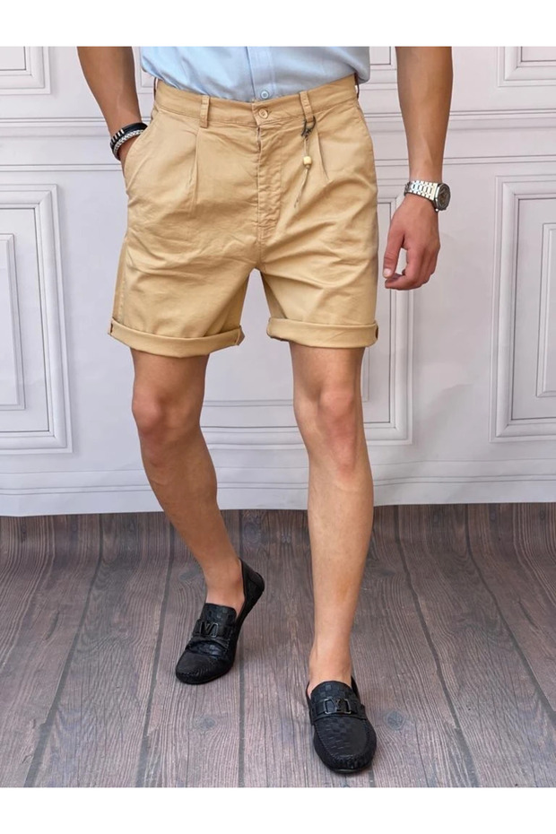 Single Pleated Comfortable Fit Cotton Linen Capri