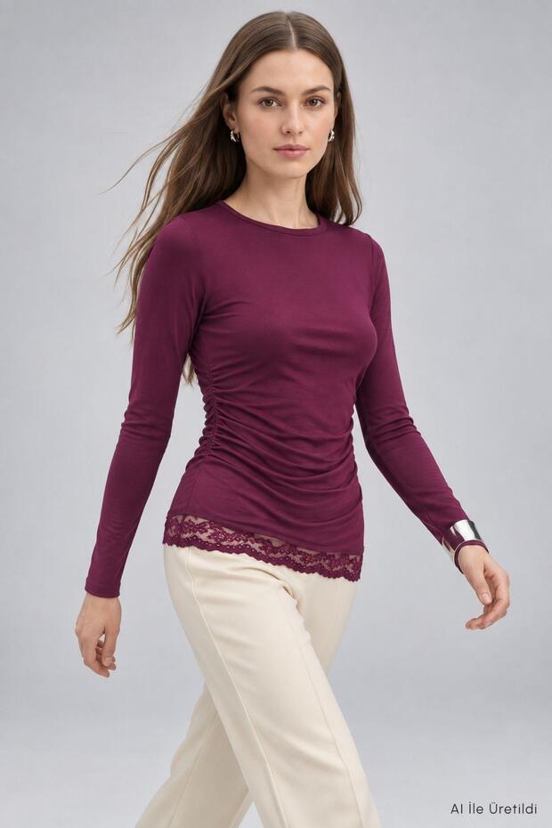Lace Skirt Blouse 6180 Plum
