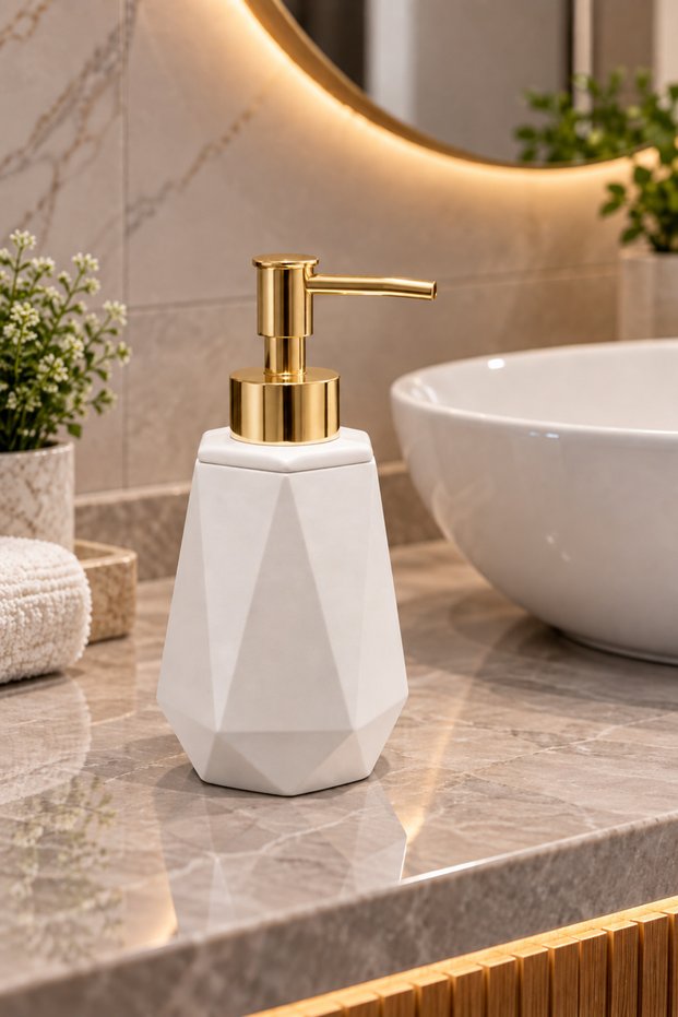 Marble Patterned White Concrete Liquid Soap Dispenser Bathroom Wc Accessories