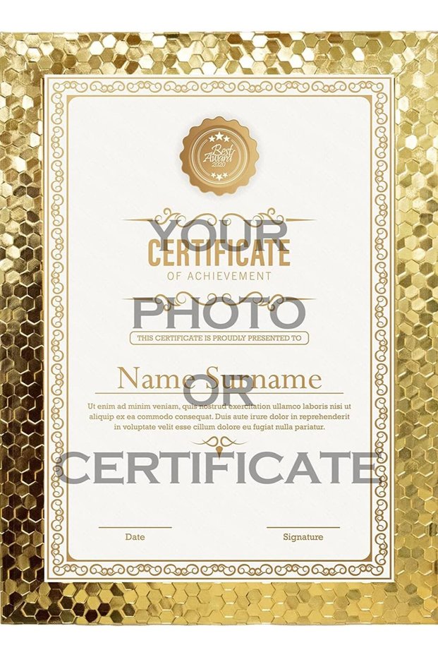 Documents Frame / Photo Frame PVC| A4 Picture Photo Frames, Golden | (Photo Not Included)