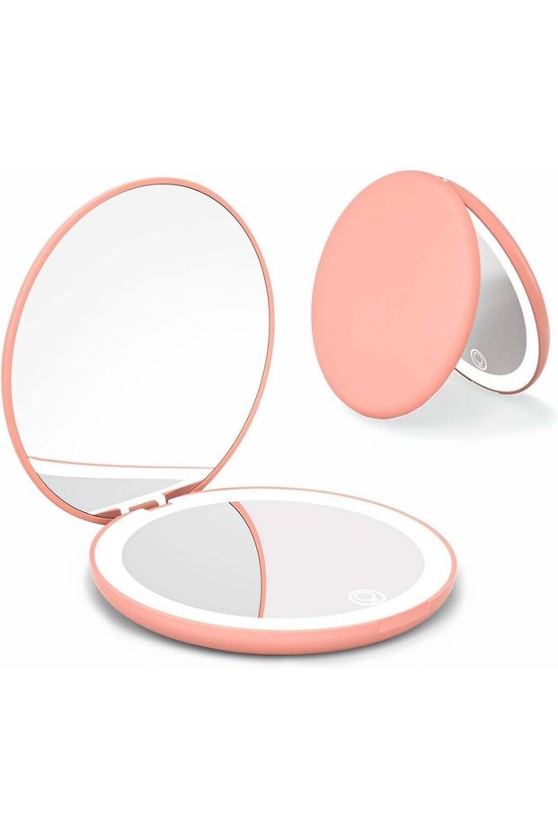 Rechargeable Travel Mirror with Light, 1X/10X Magnification LED Makeup Mirror, 4 Inch Portable Dimm