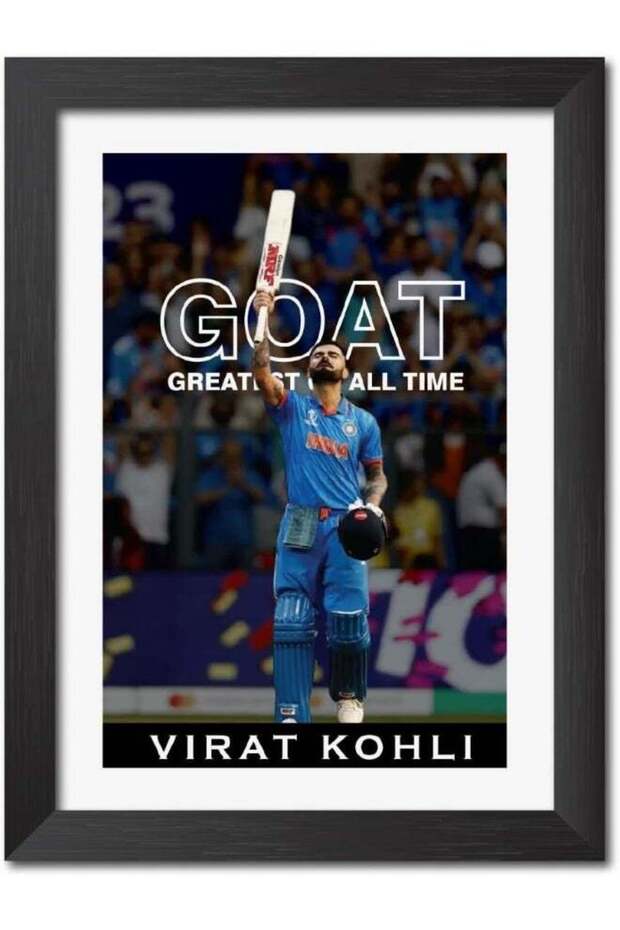 TenorArts Indian Cricket Player Poster Frame Indian Cricket Photo Framed Painting with Matt Finish
