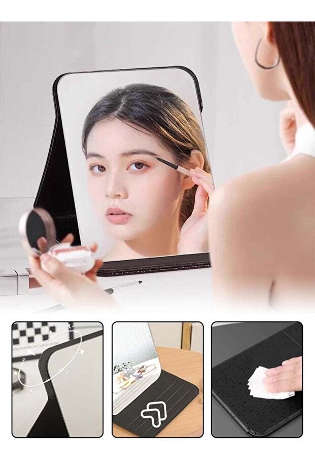 Portable Folding Makeup Mirror, Adjustable Angle, Lightweight & Space-Saving, Desktop Vanity Mirror