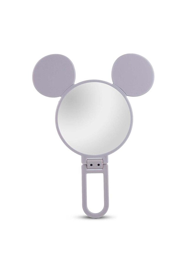 Mickey Die Cut Hand Mirror, Greige, 12 x 20 cm Portable Cosmetic Mirror for Makeup, Travel & Daily