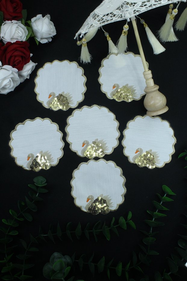 Set of 6 Coffee Side Presentation Napkins - Stylish Cocktail Napkins and Decorative Coasters