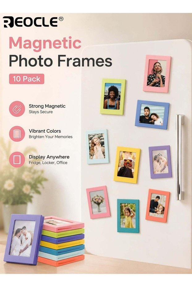 10PCS Magnetic Picture Frame Set for Refrigerator Mini Frames for Polaroid and Instax Photos Wallet