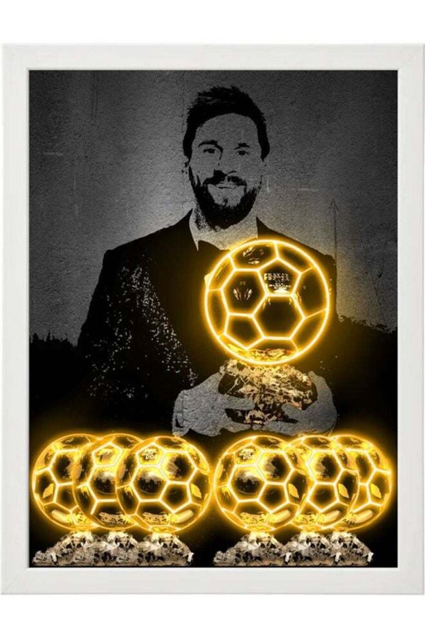 Lionel Messi Ballon D'or Poster with Frame Multicolour 30 x 40cm