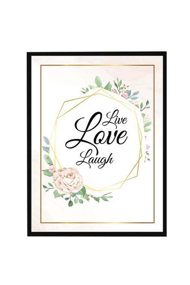 Live Love Laugh Quote Poster With Frame Multicolour 30x40cm