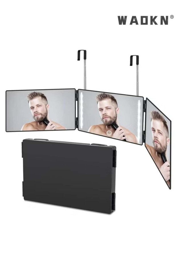 3-way mirror | 360 degree haircut mirror for men and women with hook, haircut mirror for self-cutti