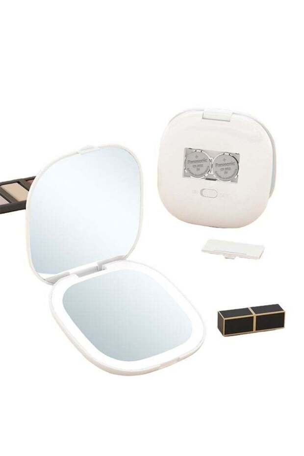 Portable Folding Travel LED Cosmetic Mirror, Handheld Small Compact Mirror