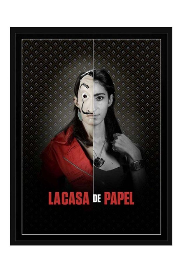 Nairobi Money Heist Poster With Frame Black/Red/White 40 x 55cm