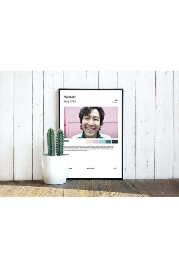 Squid Game Seong Gi-Hun Minimalist Poster with Frame Multicolour 30 x 40cm