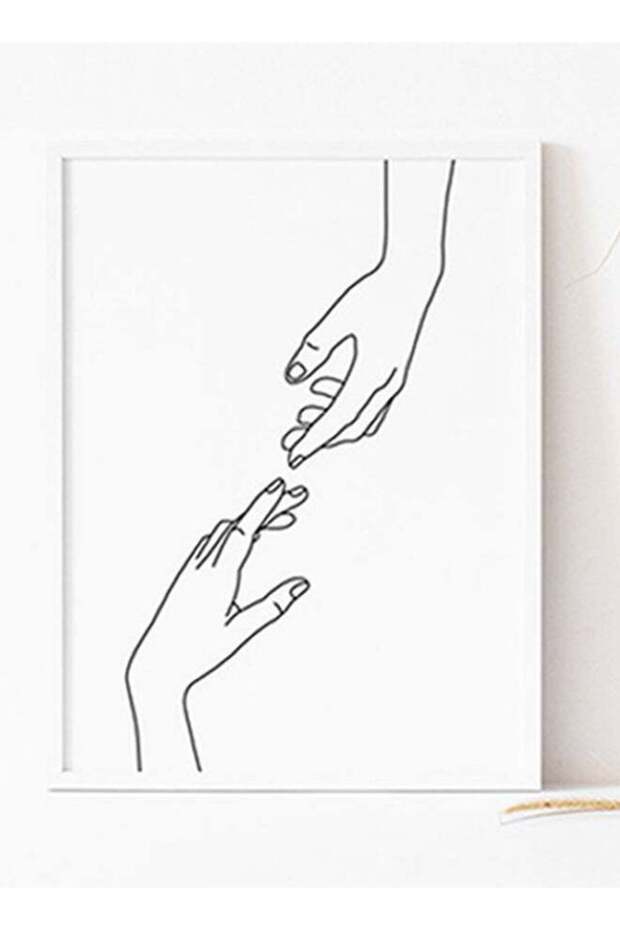 Hands Line Art Poster With Frame White/Black