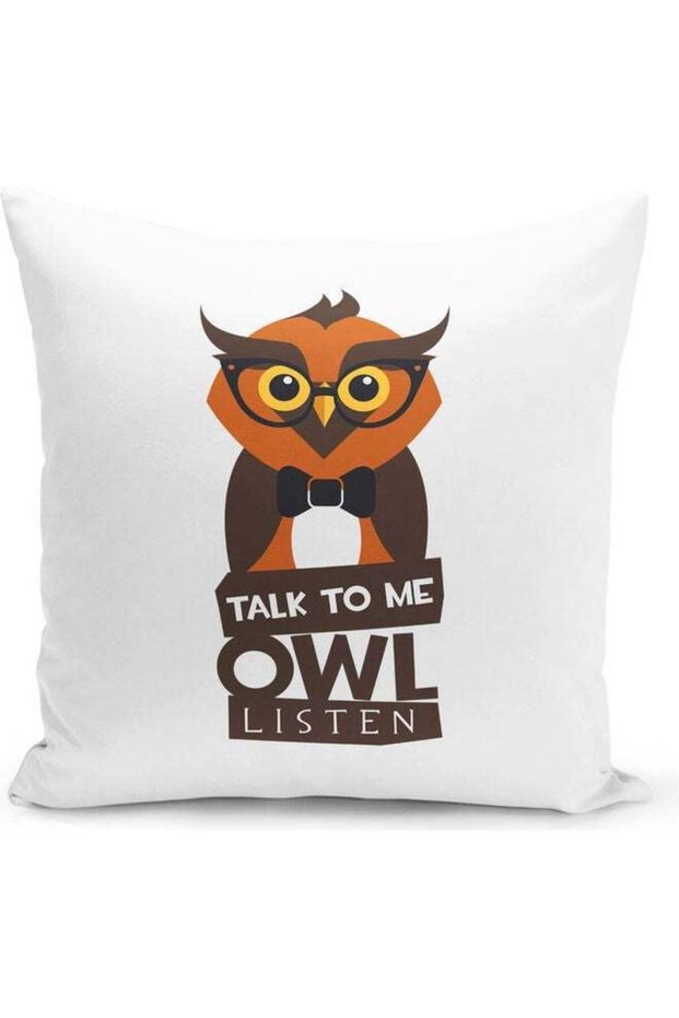 Owl Listen Design Decorative Pillow Multicolour