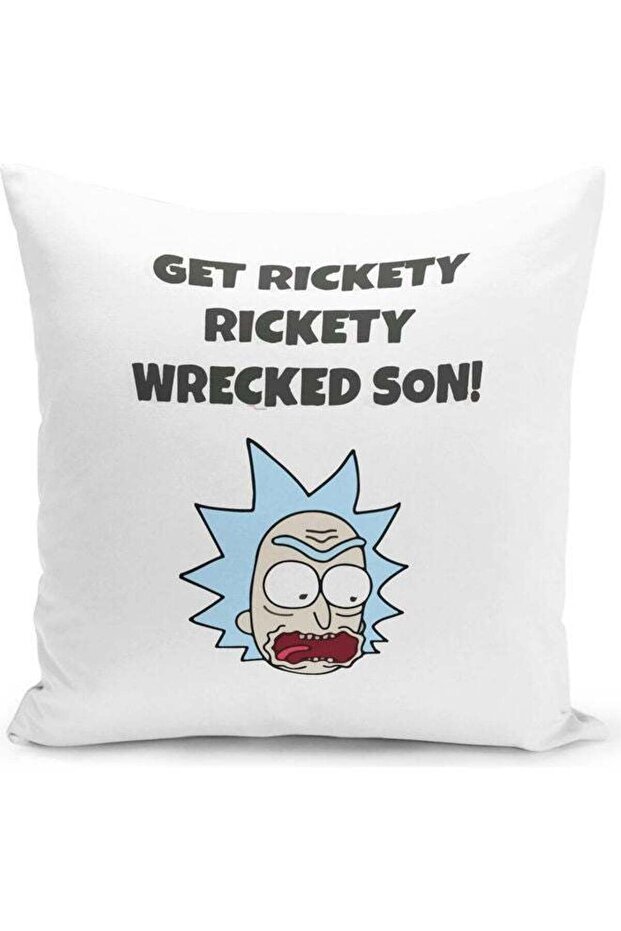Get Wrecked Funny Rick And Morty Quotes Themed Throw Pillow White/Black/Blue 16x16inch