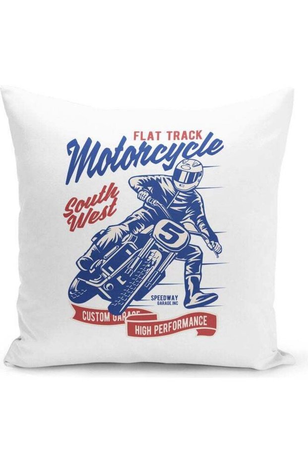 South West Bike Themed Decorative Throw Pillow Multicolour